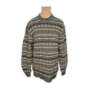 Northern Elements Green Brown White Black Vintage Grandpa Sweater Sz S